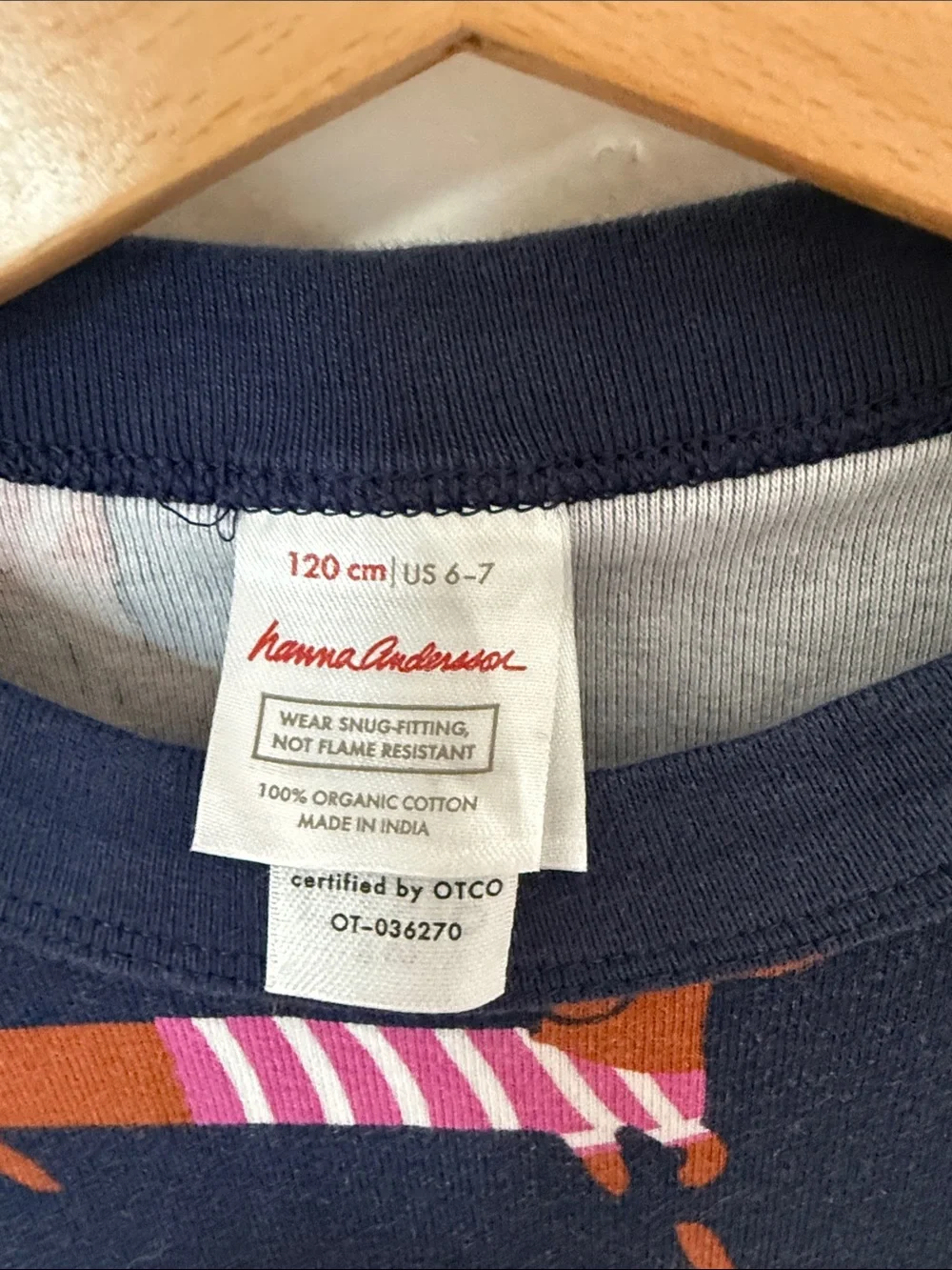 Hanna Andersson Dachshund Dog Organic Cotton Pajama Top Navy Size 6-7
